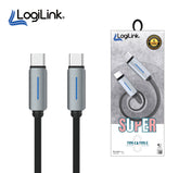 LOGILINK TYPE C TO TYPE C NYLON FAST CHARGING DATA CABLE WITH LIGH1M (1 YEAR WARRANTY) BLACK